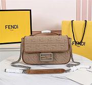 Fendi Midi baguette chain beige FF fabric bag 8BR793AHW5F1F2L 24cm - 1