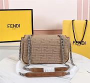 Fendi Midi baguette chain beige FF fabric bag 8BR793AHW5F1F2L 24cm - 5