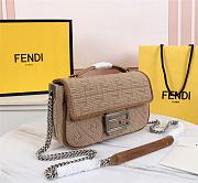 Fendi Midi baguette chain beige FF fabric bag 8BR793AHW5F1F2L 24cm - 4