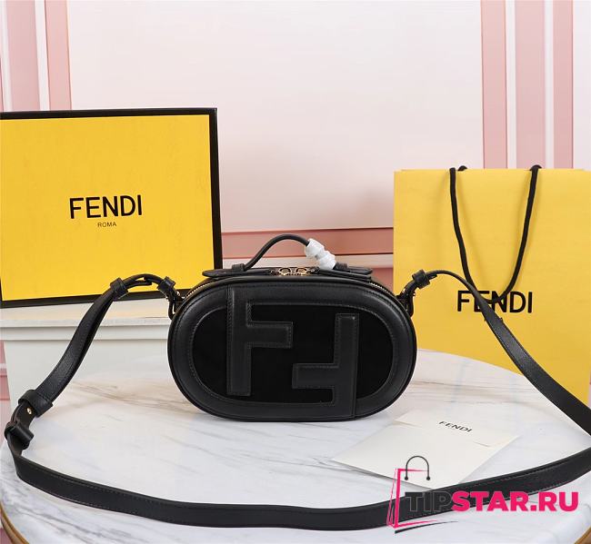 Fendi mini Camera case black leather and suede mini-bag 21cm - 1