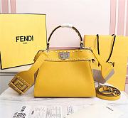 Fendi Peekaboo iconic mini yellow full grain leather bag 8BN244AFQ8F1B10 23cm - 1