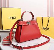 Fendi Peekaboo iconic mini red full grain leather bag 8BN244AFQ8F0PG3 23cm - 6