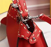 Fendi Peekaboo iconic mini red full grain leather bag 8BN244AFQ8F0PG3 23cm - 5