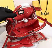 Fendi Peekaboo iconic mini red full grain leather bag 8BN244AFQ8F0PG3 23cm - 3