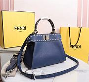 Fendi Peekaboo iconic mini blue full grain leather bag 8BN244AFQ8F1FPQ 23cm - 4