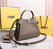 Fendi Peekaboo iconic mini grey full grain leather bag 8BN244AFQ8F1F20 23cm - 6