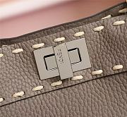 Fendi Peekaboo iconic mini grey full grain leather bag 8BN244AFQ8F1F20 23cm - 2