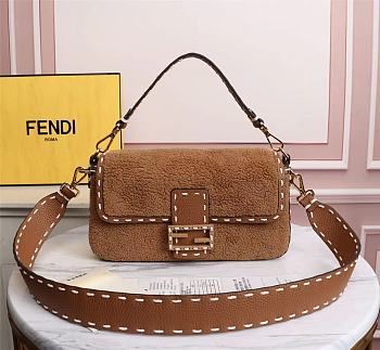Fendi Baguette brown sheepskin bag 8BR600AH96F1F7O 27cm