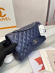Chanel Classic handbag grained calfskin with silver-metal/blue navy A58600 25cm - 6