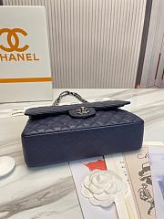 Chanel Classic handbag grained calfskin with silver-metal/blue navy A58600 25cm - 5
