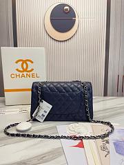 Chanel Classic handbag grained calfskin with silver-metal/blue navy A58600 25cm - 4