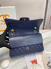 Chanel Classic handbag grained calfskin with silver-metal/blue navy A58600 25cm - 2