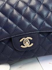 Chanel Classic handbag grained calfskin with silver-metal/blue navy A58600 25cm - 3