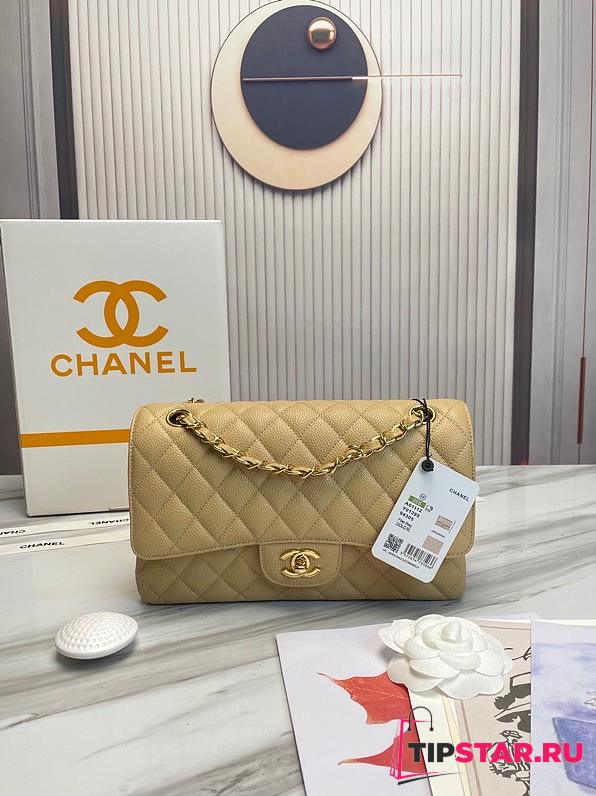 Chanel Classic handbag grained calfskin with gold-metal/dark beige A58600 25cm - 1