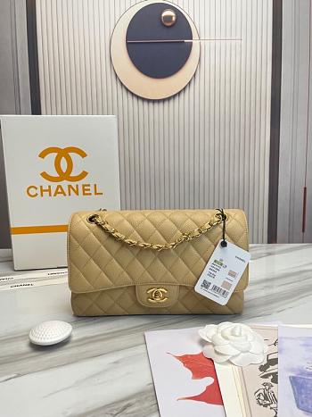 Chanel Classic handbag grained calfskin with gold-metal/dark beige A58600 25cm