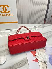 Chanel Classic handbag grained calfskin with silver-metal/red A58600 25cm - 6