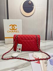 Chanel Classic handbag grained calfskin with silver-metal/red A58600 25cm - 3