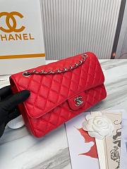 Chanel Classic handbag grained calfskin with silver-metal/red A58600 25cm - 5