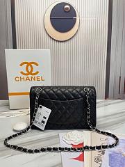 Chanel Classic Flap Bag Black Grained Calfskin Silver Hardware 25.5x15.5x6.5 cm - 2