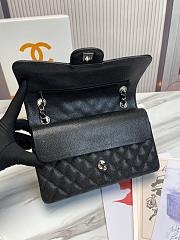 Chanel Classic Flap Bag Black Grained Calfskin Silver Hardware 25.5x15.5x6.5 cm - 3