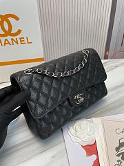 Chanel Classic Flap Bag Black Grained Calfskin Silver Hardware 25.5x15.5x6.5 cm - 4