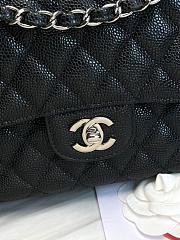 Chanel Classic Flap Bag Black Grained Calfskin Silver Hardware 25.5x15.5x6.5 cm - 6