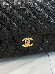 Chanel Classic Flap Bag Black Grained Calfskin Gold Hardware 25.5x15.5x6.5 cm - 6