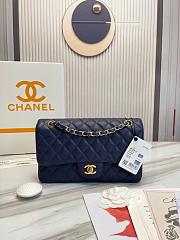 Chanel Classic handbag grained calfskin with gold-metal/blue navy A58600 25cm - 1