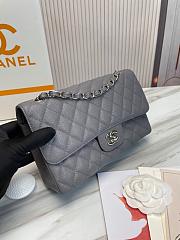Chanel Classic handbag grained calfskin with silver-metal/dark gray A58600 25cm - 6