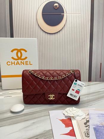 Chanel Classic handbag grained calfskin with gold-metal/wine A58600 25cm