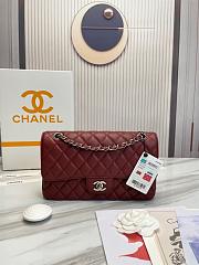 Chanel Classic handbag grained calfskin with silver-metal/wine A58600 25cm - 1