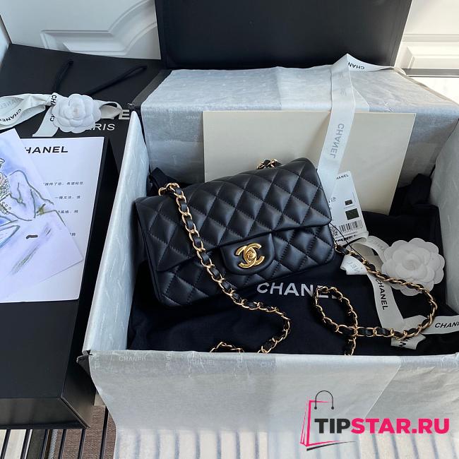Chanel Small Flap Bag Black Lambskin Gold Metal 20cm - 1