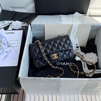 Chanel Small Flap Bag Black Lambskin Gold Metal 20cm