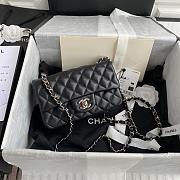 Chanel Small Flap Bag Black Lambskin Silver Metal 20cm - 1