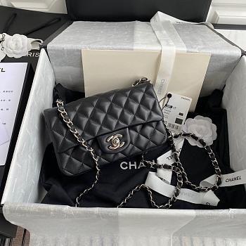 Chanel Small Flap Bag Black Lambskin Silver Metal 20cm