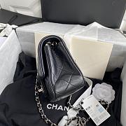 Chanel Small Flap Bag Black Lambskin Silver Metal 20cm - 6
