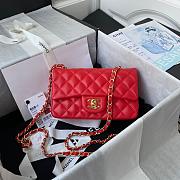 Chanel Small Flap Bag Red Lambskin Gold Metal 20cm - 1