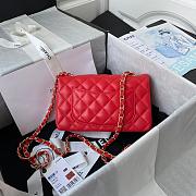 Chanel Small Flap Bag Red Lambskin Gold Metal 20cm - 5