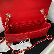 Chanel Small Flap Bag Red Lambskin Gold Metal 20cm - 4