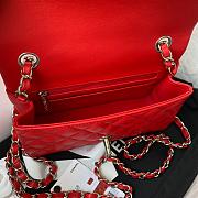 Chanel Small Flap Bag Red Lambskin Silver Metal 20cm - 4