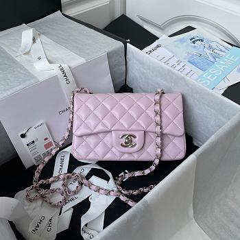 Chanel Small Flap Bag Light Pink Lambskin Silver Metal 20cm