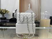 Chanel Small Flap Bag White Lambskin Silver Metal 20cm - 3