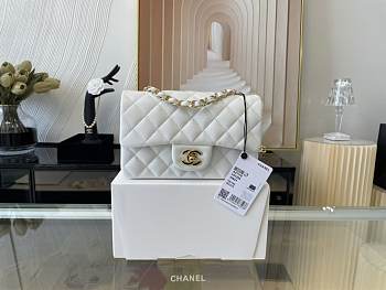 Chanel Small Flap Bag White Lambskin Gold Metal 20cm