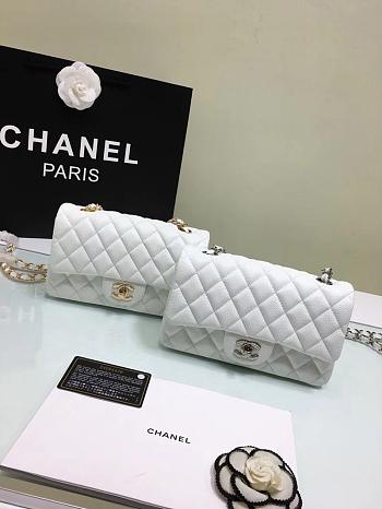 Chanel small Flap bag grained calfskin in white 20cm