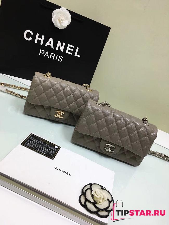 Chanel small Flap bag grained calfskin in gray 20cm - 1