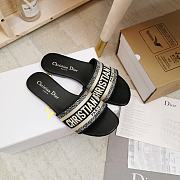 Dior Dway heeled slide black embroidered cotton with silver logo - 1