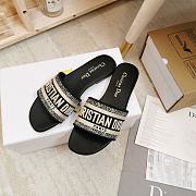 Dior Dway heeled slide black embroidered cotton with silver logo - 3