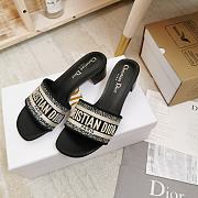 Dior Dway heeled slide black embroidered cotton with silver logo - 4