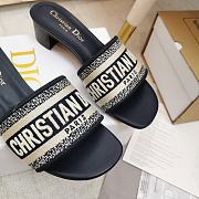 Dior Dway heeled slide black embroidered cotton with gold logo - 6