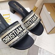 Dior Dway heeled slide black embroidered cotton with gold logo - 2